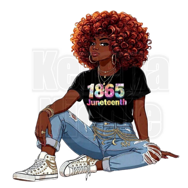 1865 Juneteenth Afro Queen Clip Art for Fashion, Invitations, or Decor PNG Format Instant Digital Download Perfect for DIY Projects
