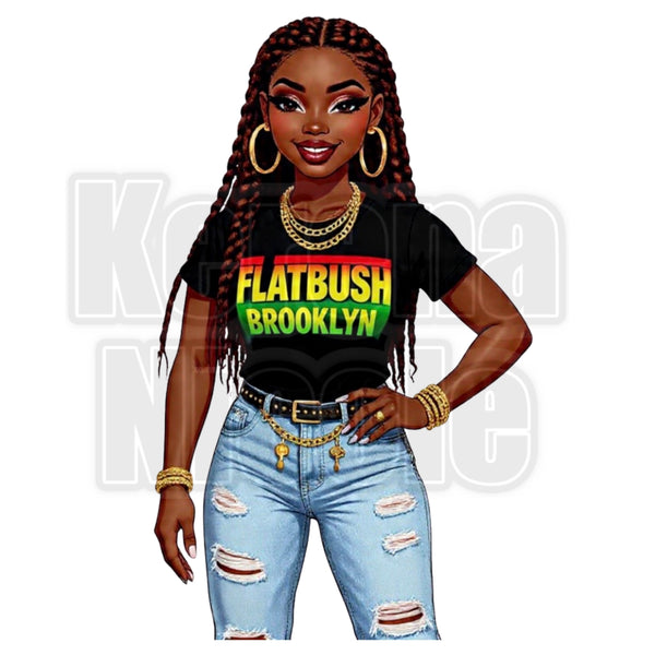 Flatbush Brooklyn Braided Queen Clip Art for Fashion, Invitations, or Decor PNG Format Instant Digital Download Perfect for DIY Projects