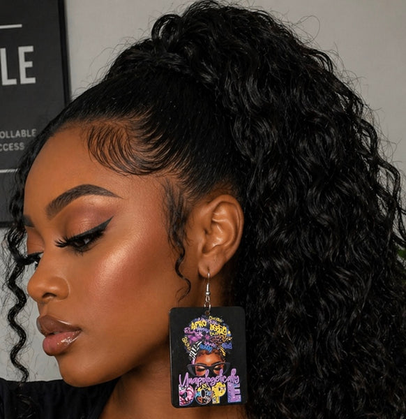 Unapologetically Dope Rectangle Statement Dangle Wood Earrings