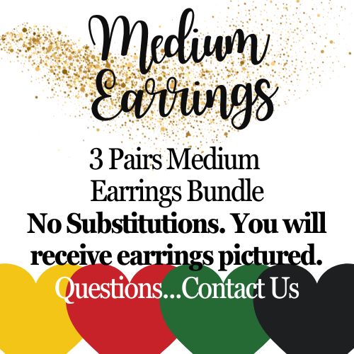 3 Pairs MEDIUM Melanin Poppin Statement Dangle Drop Wood Earrings Bundle