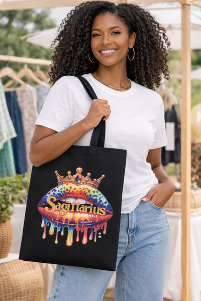 Sagittarius Cotton Black Reusable Market Tote Bag