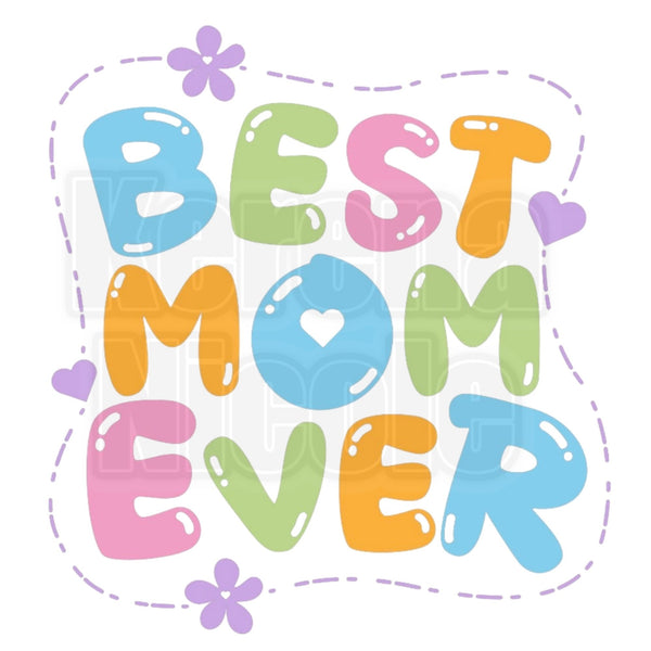 Best MOM Ever Bubble Pastel Letters Clip Art for Fashion, Invitations, or Decor PNG Format Instant Digital Download Perfect for DIY Projects