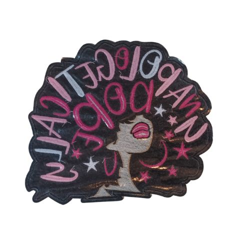Unapologetically Dope Afro Pink White Large Chenille Patch