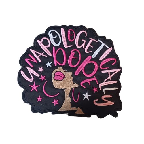 Unapologetically Dope Afro Pink White Large Chenille Patch