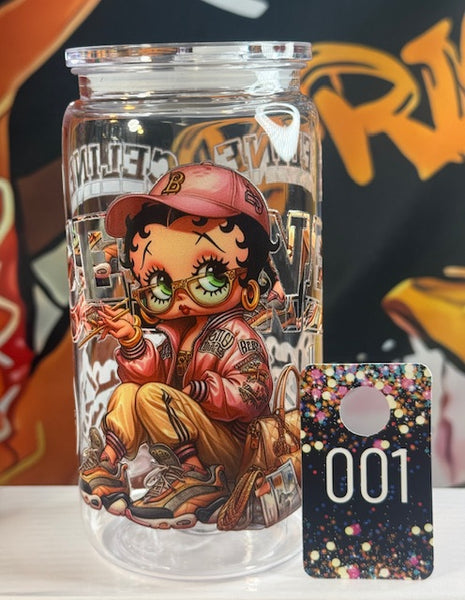 16oz Designed Tumblers with Tops Straw Acrylic Clear