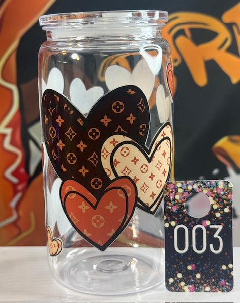 16oz Designed Tumblers with Tops Straw Acrylic Clear