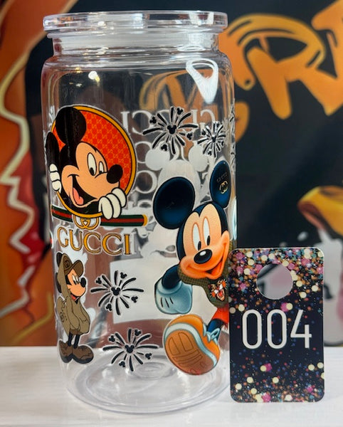 16oz Designed Tumblers with Tops Straw Acrylic Clear