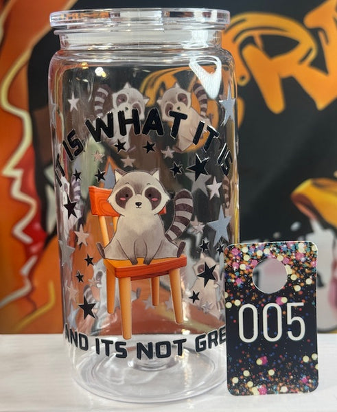 16oz Designed Tumblers with Tops Straw Acrylic Clear