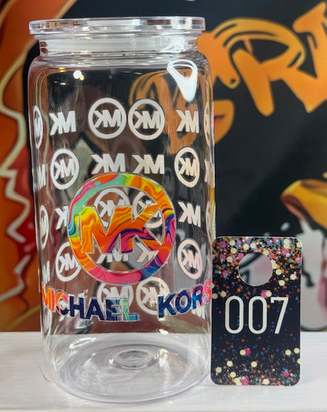 16oz Designed Tumblers with Tops Straw Acrylic Clear