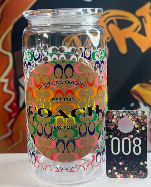 16oz Designed Tumblers with Tops Straw Acrylic Clear