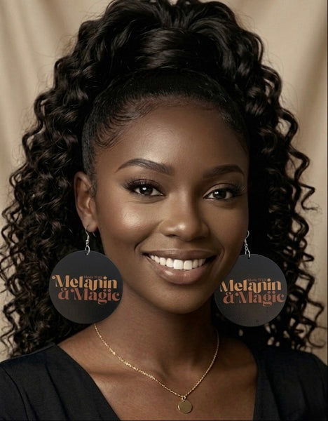 Made with Melanin and Magic Statement Dangle Wood Earrings