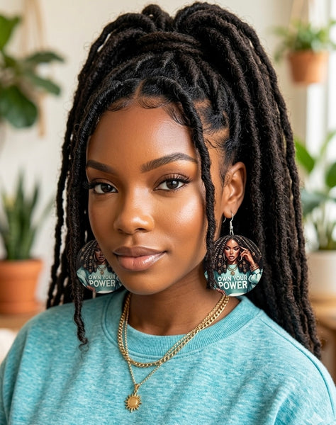 OWN YOUR POWER Melanin Queen Statement Dangle Wood Earrings