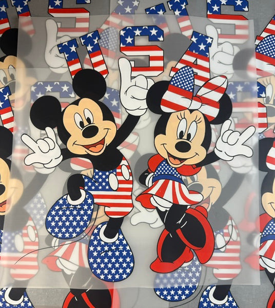 Ready To Press DTF Transfer -  MM Mouse USA Fourth of July (1 Piece)