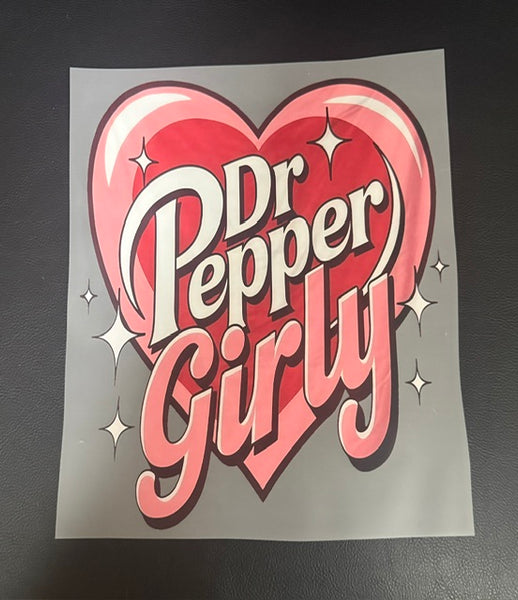 Ready To Press DTF Transfer - Dr Pepper Girly Heart (1 Piece)