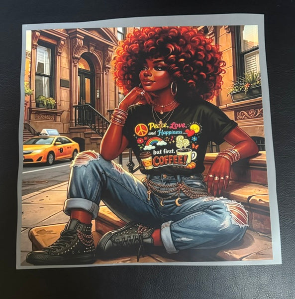 Ready To Press DTF Transfer - New York Chic Girl Brownstone (1 Piece)
