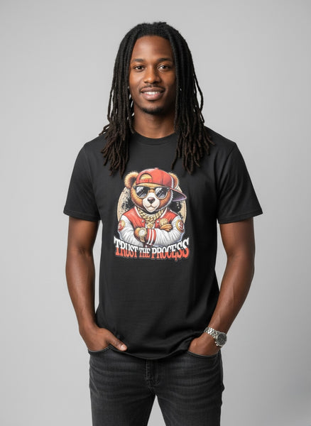 Trust The Process Hip Hop Bear Black Heavy Cotton Short Sleeve Unisex Tshirt MEDIUM