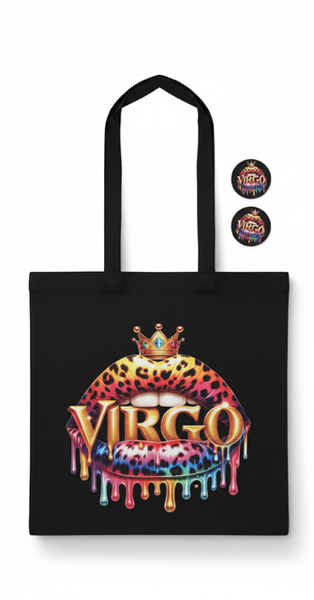 ZODIACS Earrings and Cotton Reusable Market Tote Bag Set