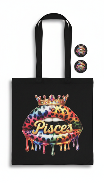 ZODIACS Earrings and Cotton Reusable Market Tote Bag Set