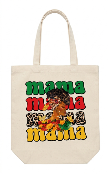 MAMA Large Reusable Natural Canvas Shoppers Cotton Tote Bag
