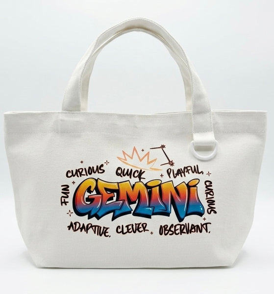 ZODIACS White Mini Cotton Reusable Tote Bag