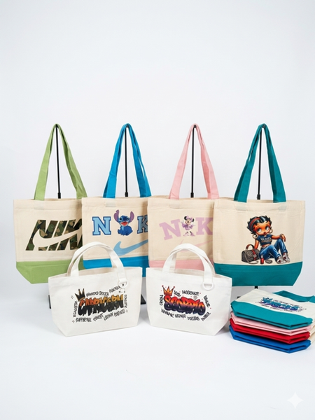 ZODIACS White Mini Cotton Reusable Tote Bag