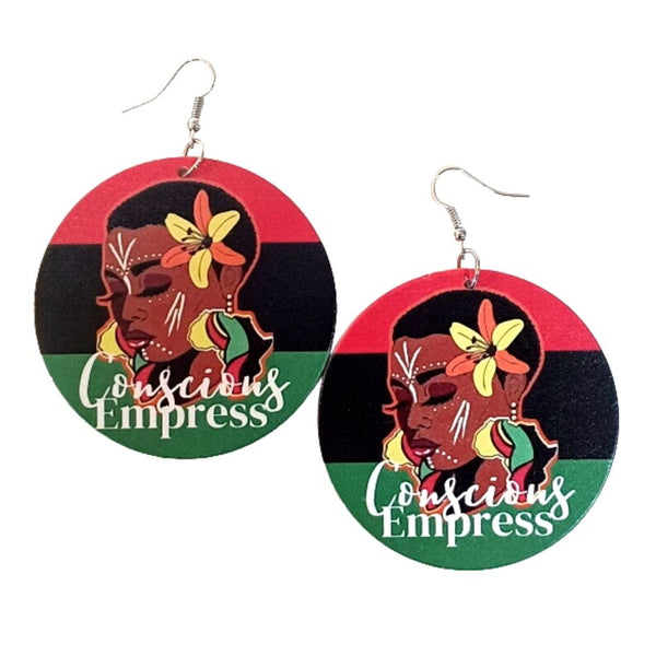 Conscious Empress One Love Statement Dangle Wood Earrings