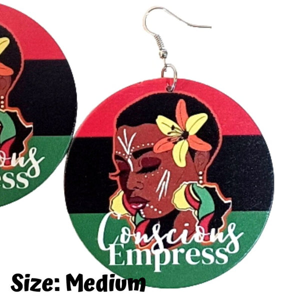 Conscious Empress One Love Statement Dangle Wood Earrings