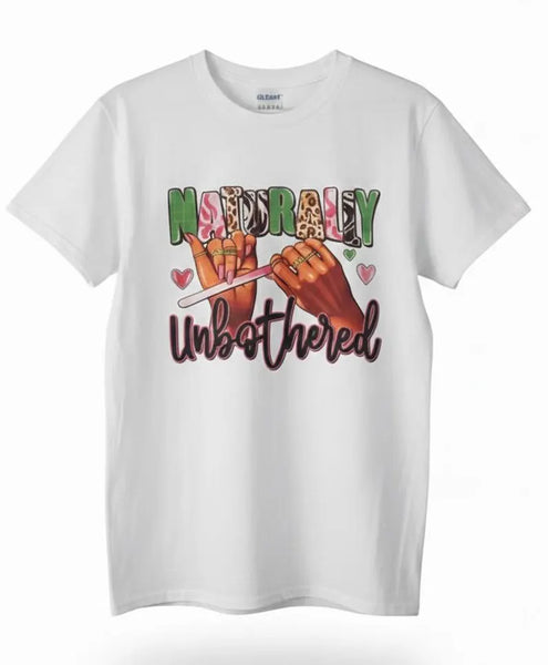 Naturally Unbothered White Heavy Cotton Short Sleeve Unisex Tshirt