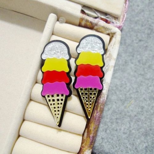 Ice Cream Cone Acrylic Stud Statement Fashion Jewelry Earrings