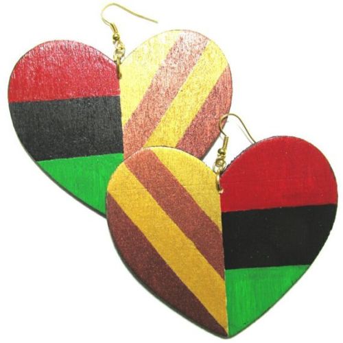 MELANIN LOVE HEART Multi-Color Fashion Jewelry Dangle Handmade Earrings