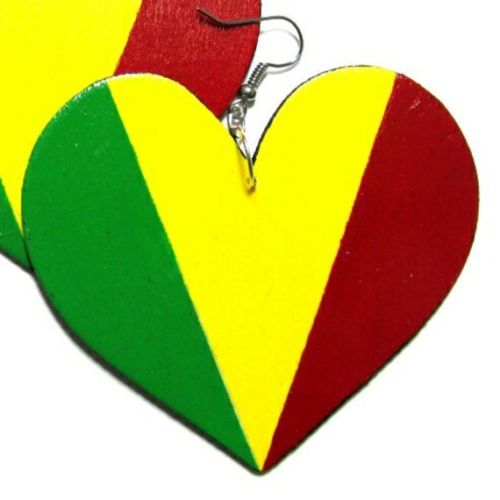 RASTA HEART Multi-Color Fashion Jewelry Dangle Handmade Earrings