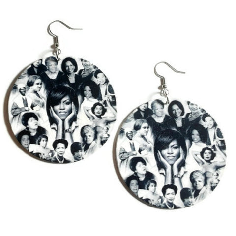 Phenomenal Black Women of History Statement Dangle Wood Earrings