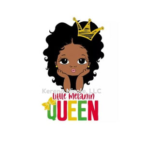 Ready To Press DTF Transfer Little Melanin Queen Gold Crown