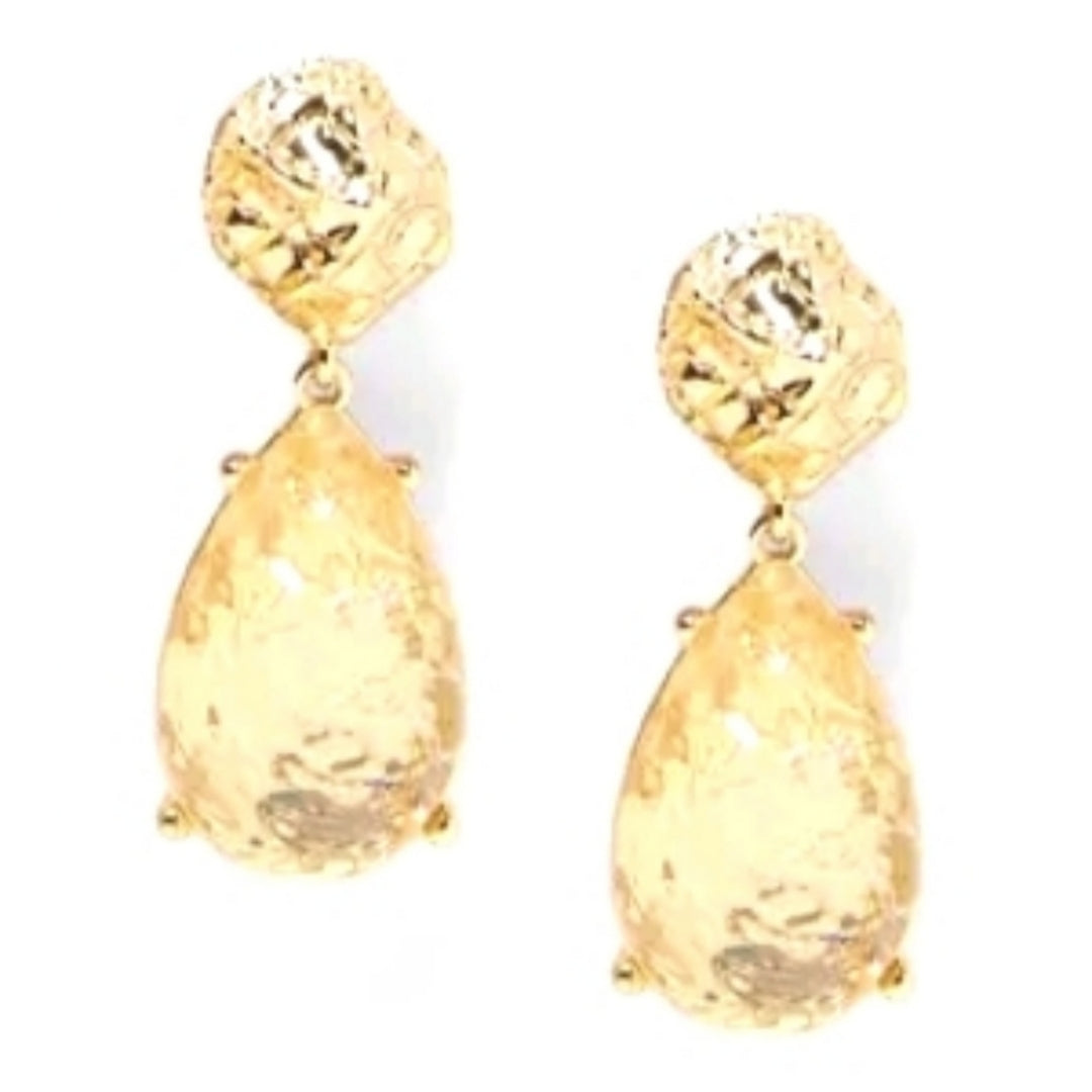 Elegant Evening Gold Tone Teardrop Dangle Fashion Jewelry Earrings