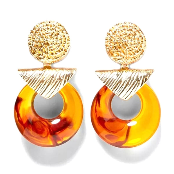 Grand Entrance Amber Gold Tone Dangle Drop Fashion Jewelry Earrings