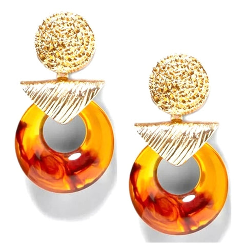 Grand Entrance Amber Gold Tone Dangle Drop Fashion Jewelry Earrings