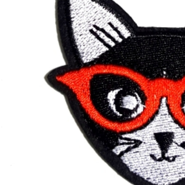 Cat Red Glasses Iron-On Patch