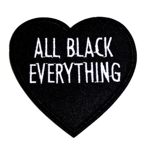 Heart All Black Everything Iron-On Patch