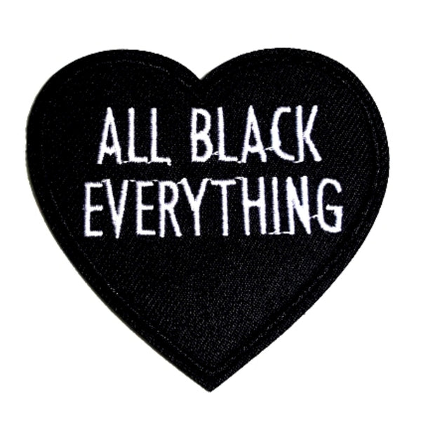 Heart All Black Everything Iron-On Patch