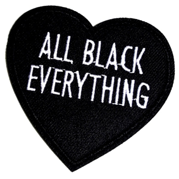 Heart All Black Everything Iron-On Patch