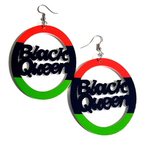 BLACK QUEEN Liberation RBG Statement Dangle Wood Earrings