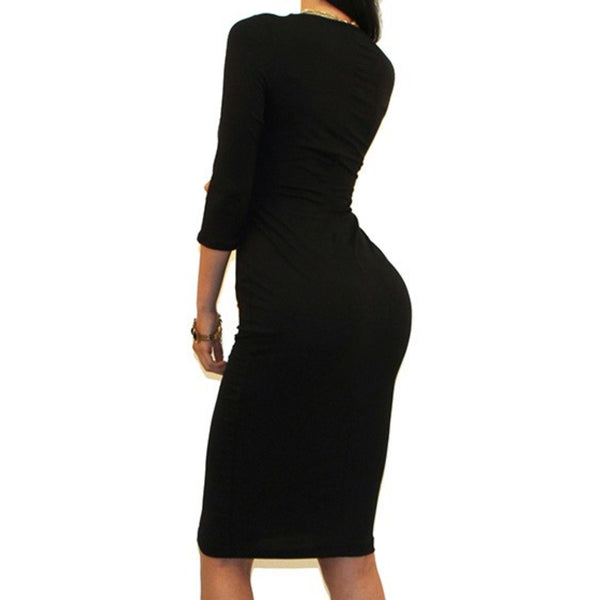 Got Style Black 3/4 Sleeve Bodycon Party Cocktail Dress