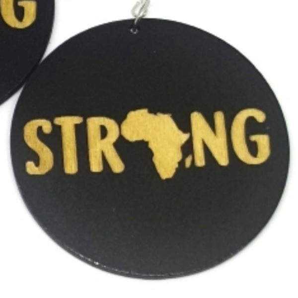 Africa Strong Statement Dangle Engraved Wood Earrings