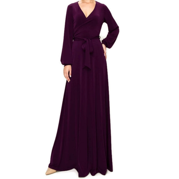 PLUM Long Bell Sleeve Casual Evening Maxi Dress