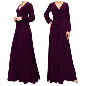 PLUM Long Bell Sleeve Casual Evening Maxi Dress