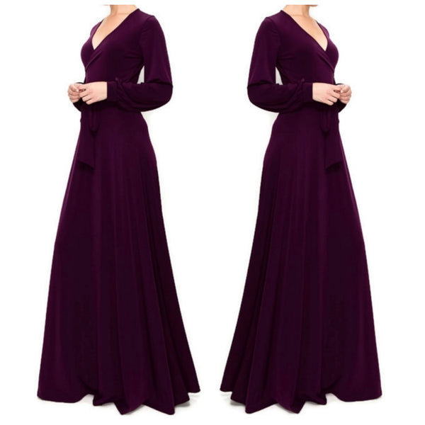 PLUM Long Bell Sleeve Casual Evening Maxi Dress