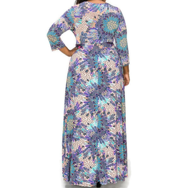 Paisley Faux Wrap Maxi Plussize Dress