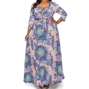 Paisley Faux Wrap Maxi Plussize Dress