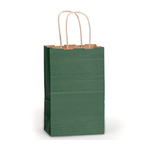 Forest Green Kraft Handle Paper Party Favor Wedding Gift Bags - Set of 8