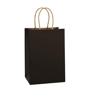 Black Kraft Handle Paper Party Favor Wedding Gift Bags - Set of 12